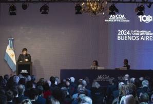 President Javier Milei at the 2024 Latin American Cities Conferences: Buenos Aires. (Photo by Pablo Lasansky)